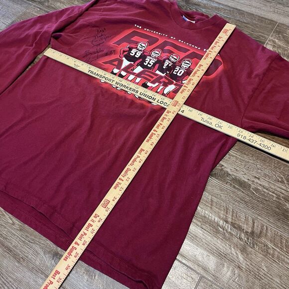 Vintage OU Red Alert Warning Squad Mens Shirt XL Signatures Sooners Football Y2K - Picture 9 of 10